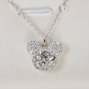 GRA Certified 1ct Mickey Mouse Moissanite Pendant 18" 925 Sterling